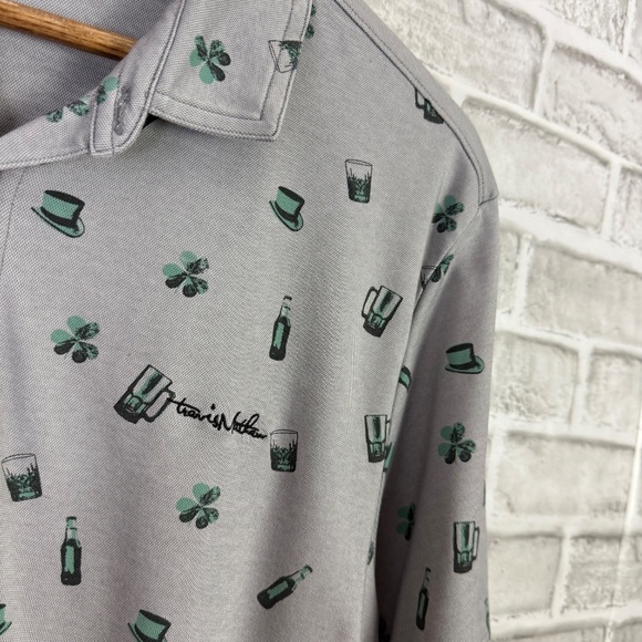 Travis Mathew St Patricks Day Cocktail Print Pima Blend Golf Polo Mens Medium - Picture 3 of 9